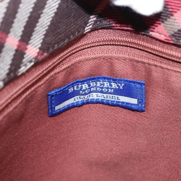 BURBERRY Nova Check Blue Label Tote Bag Canvas Pink Silver Auth - Picture 10 of 15